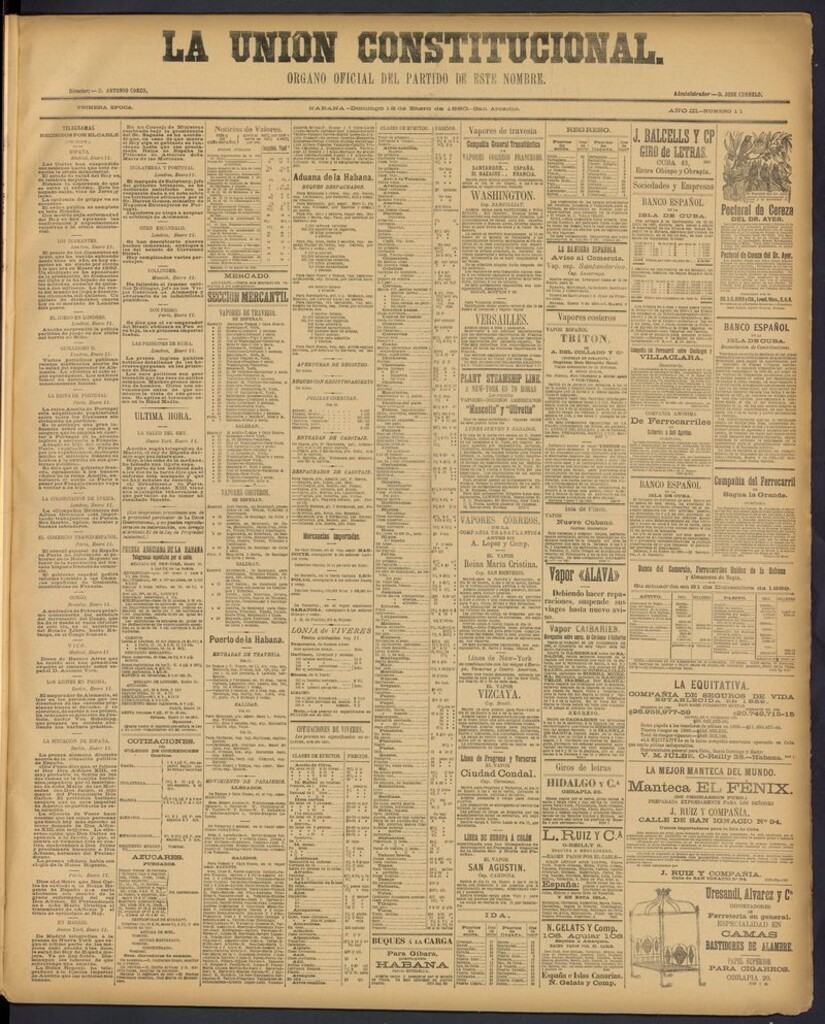 Miniatura de La Unión Constitucional: Organo oficial del partido de este nombre del 12 de enero de 1890