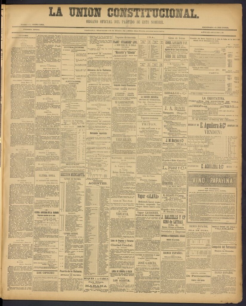 Miniatura de La Unión Constitucional: Organo oficial del partido de este nombre del 15 de enero de 1890