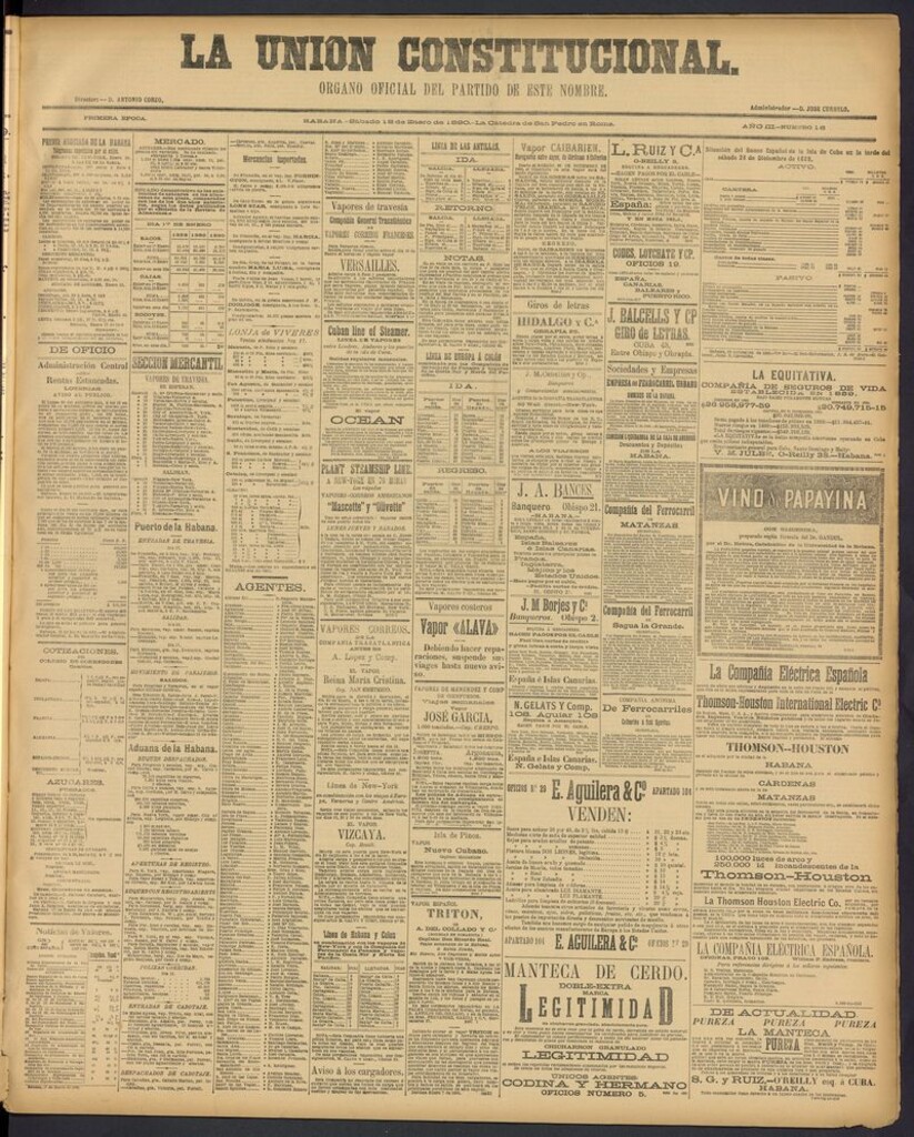 Miniatura de La Unión Constitucional: Organo oficial del partido de este nombre del 18 de enero de 1890