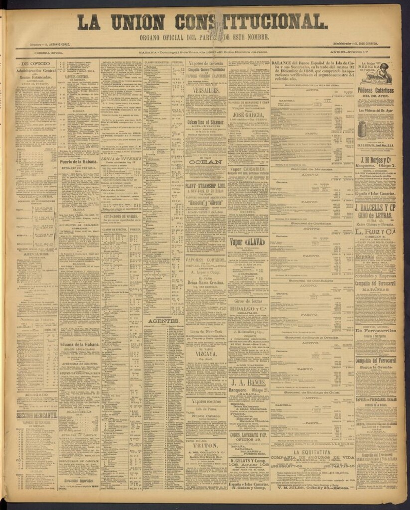 Miniatura de La Unión Constitucional: Organo oficial del partido de este nombre del 19 de enero de 1890