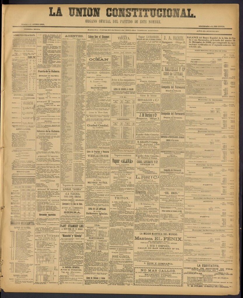Miniatura de La Unión Constitucional: Organo oficial del partido de este nombre del 23 de enero de 1890