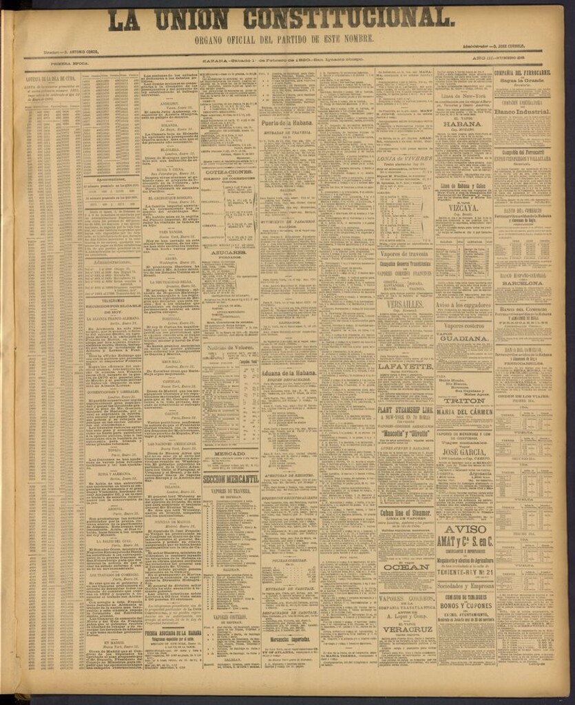 Miniatura de La Unión Constitucional: Organo oficial del partido de este nombre del 1 de febrero de 1890