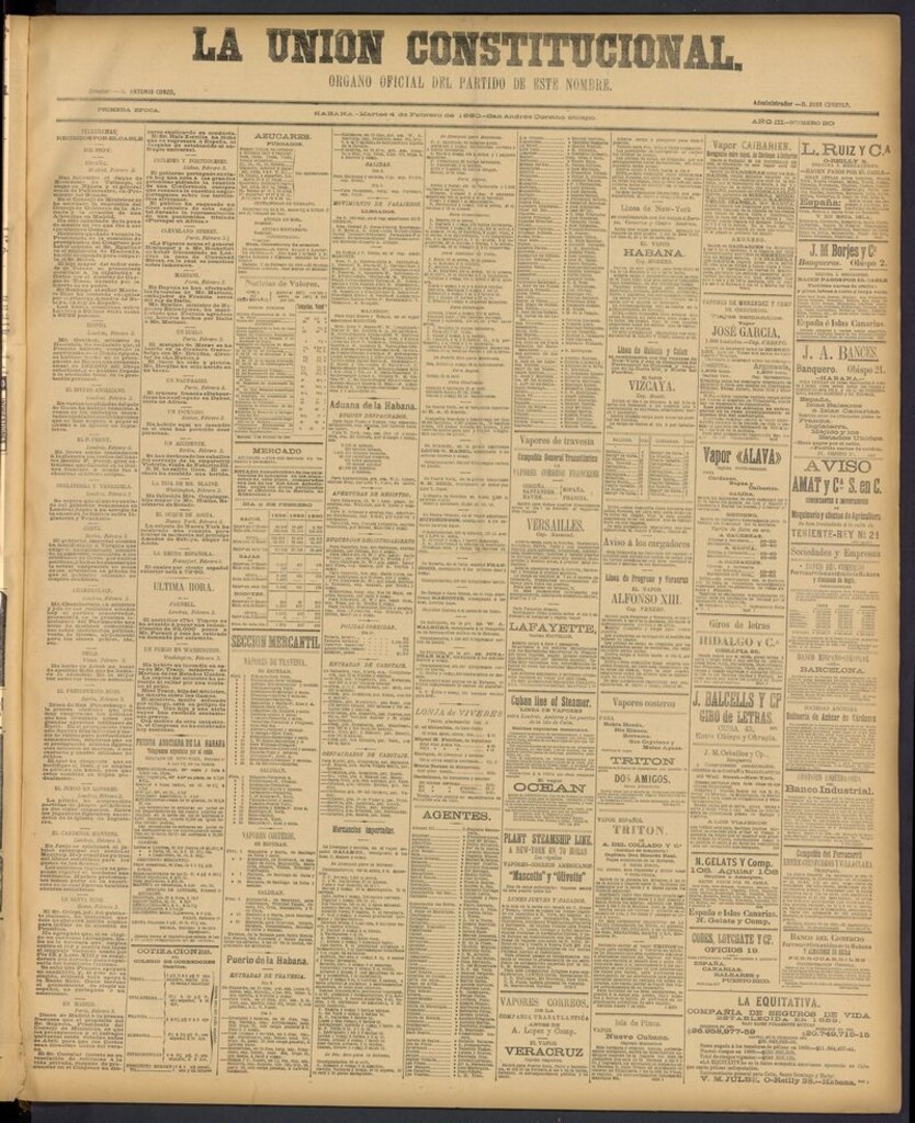 Miniatura de La Unión Constitucional: Organo oficial del partido de este nombre del 4 de febrero de 1890