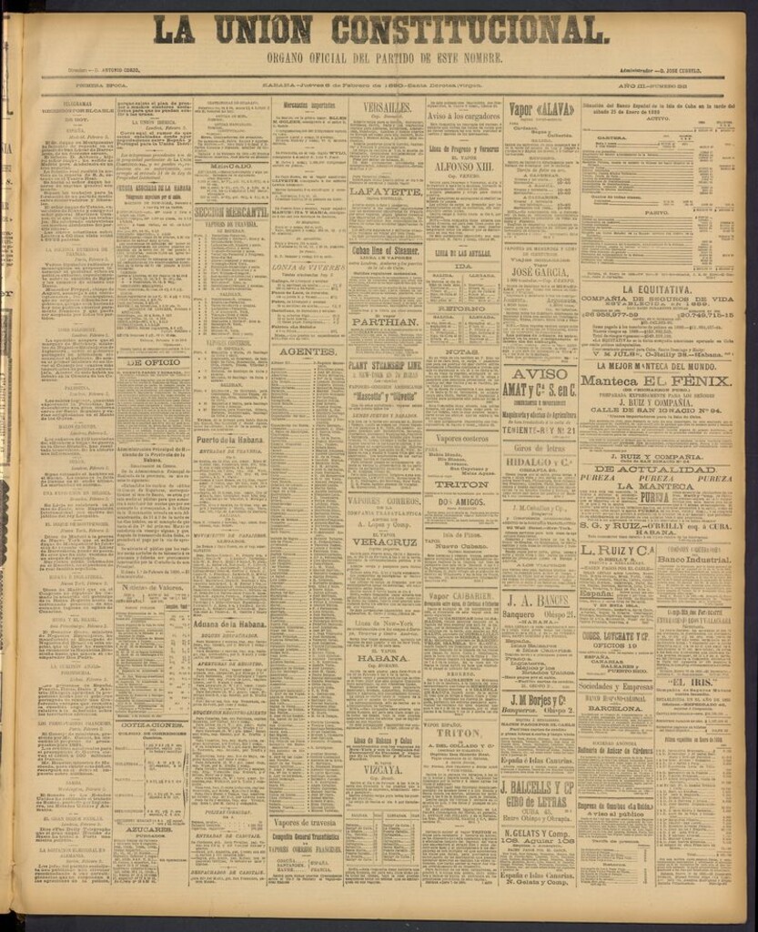 Miniatura de La Unión Constitucional: Organo oficial del partido de este nombre del 6 de febrero de 1890