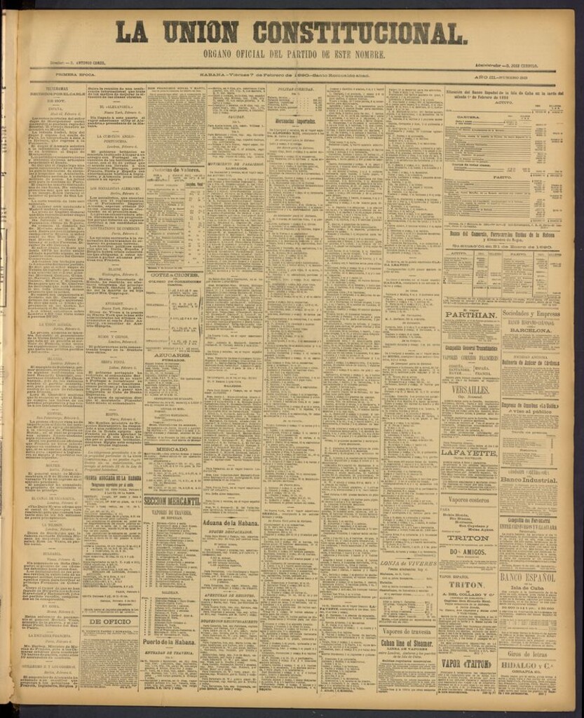 Miniatura de La Unión Constitucional: Organo oficial del partido de este nombre del 7 de febrero de 1890