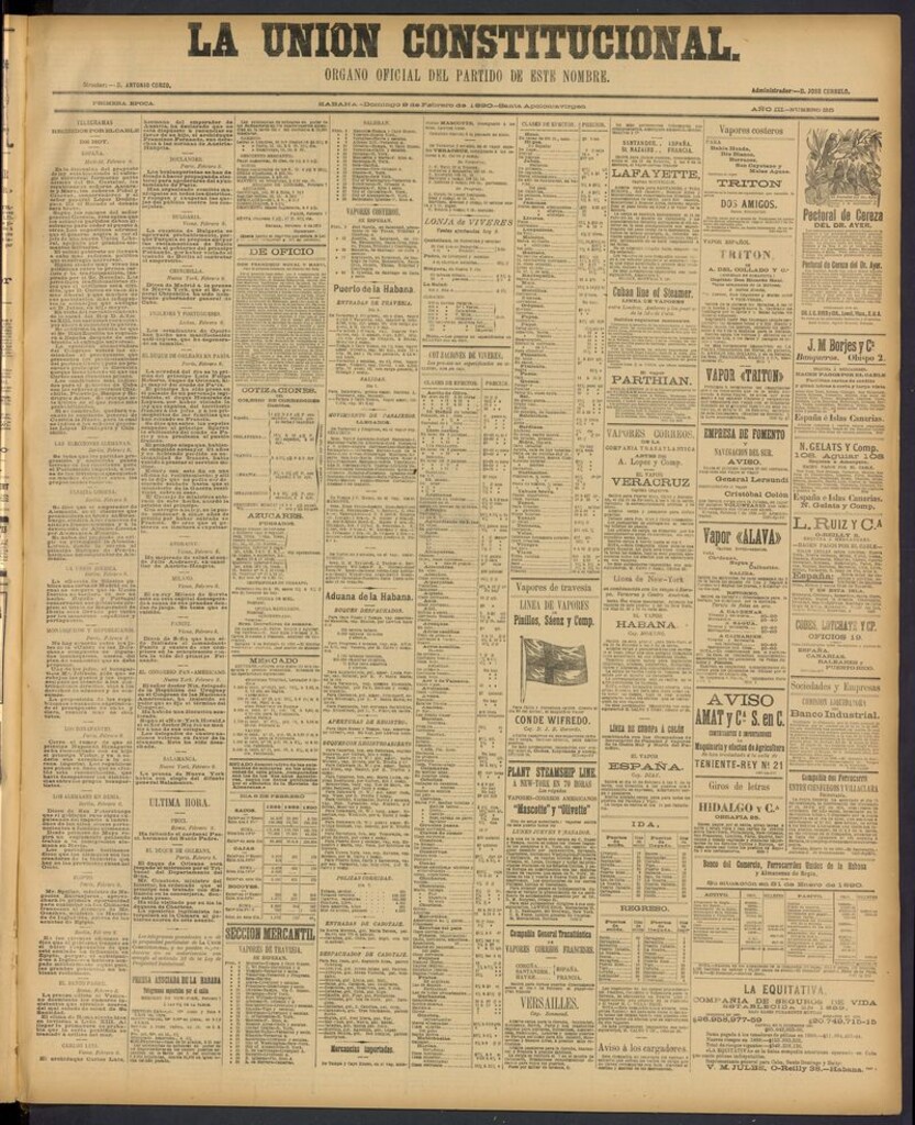 Miniatura de La Unión Constitucional: Organo oficial del partido de este nombre del 9 de febrero de 1890