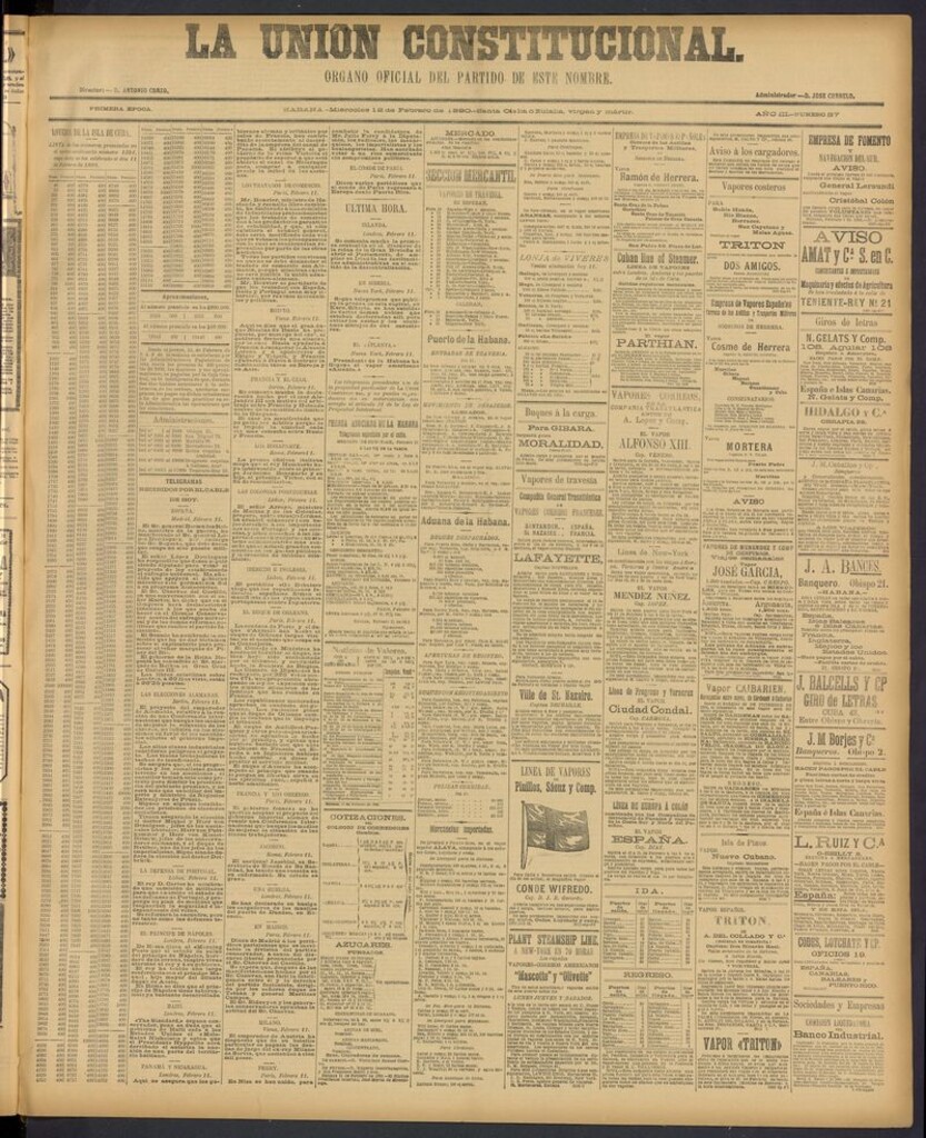 Miniatura de La Unión Constitucional: Organo oficial del partido de este nombre del 12 de febrero de 1890