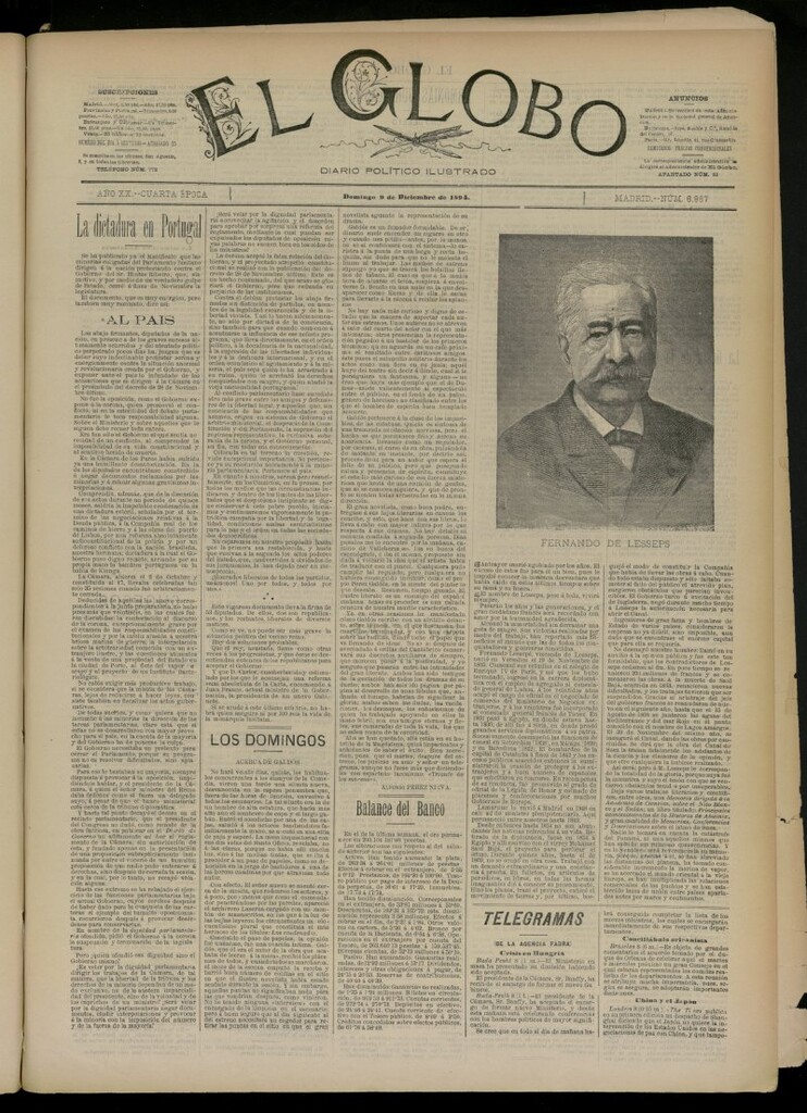 Miniatura de El Globo : diario ilustrado del 9 de diciembre de 1894, nº 6967