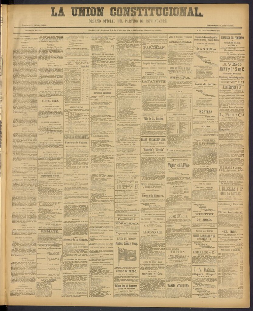 Miniatura de La Unión Constitucional: Organo oficial del partido de este nombre del 13 de febrero de 1890