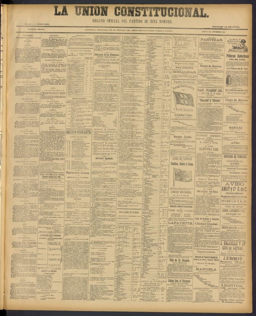 Miniatura de La Unión Constitucional: Organo oficial del partido de este nombre del 16 de febrero de 1890