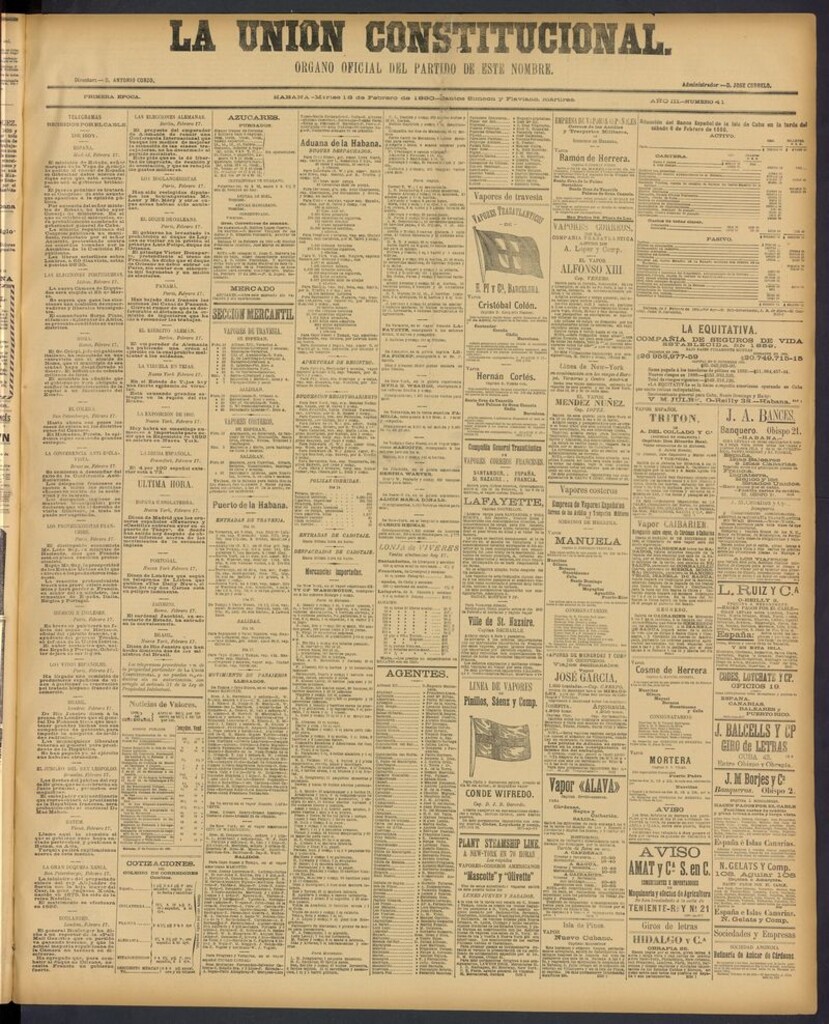 Miniatura de La Unión Constitucional: Organo oficial del partido de este nombre del 18 de febrero de 1890