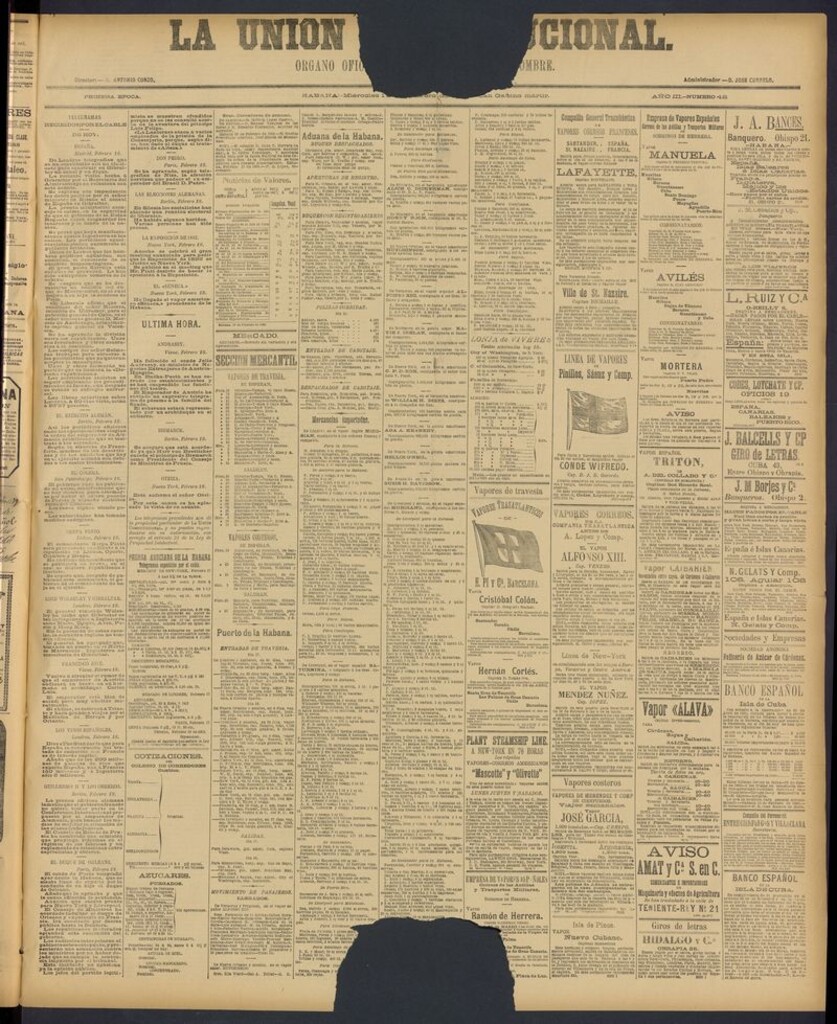 Miniatura de La Unión Constitucional: Organo oficial del partido de este nombre del 19[sic] de febrero de 1890
