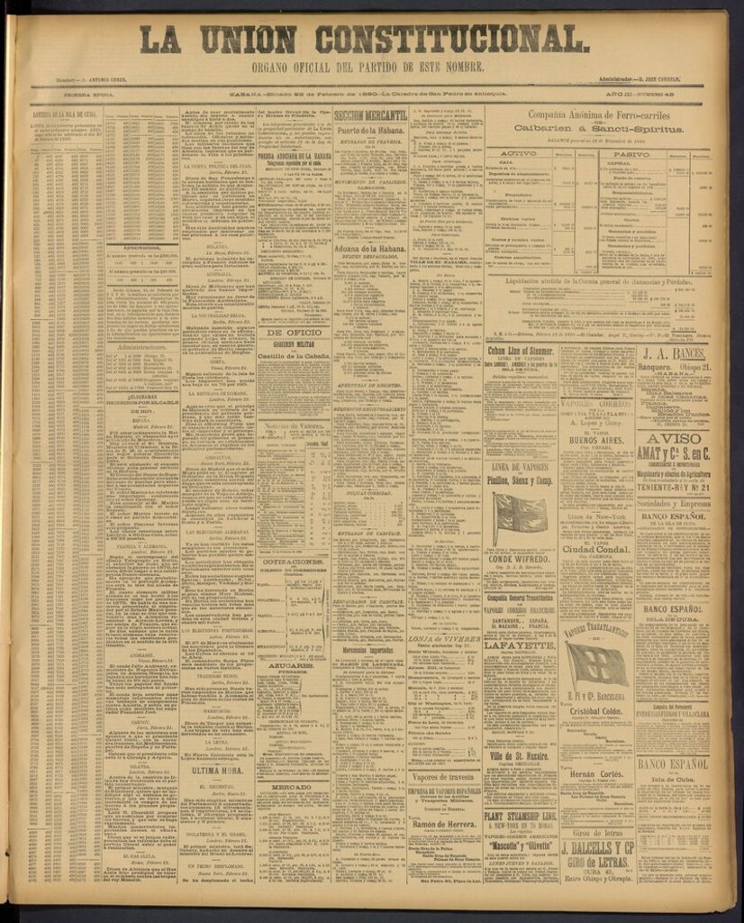 Miniatura de La Unión Constitucional: Organo oficial del partido de este nombre del 22 de febrero de 1890