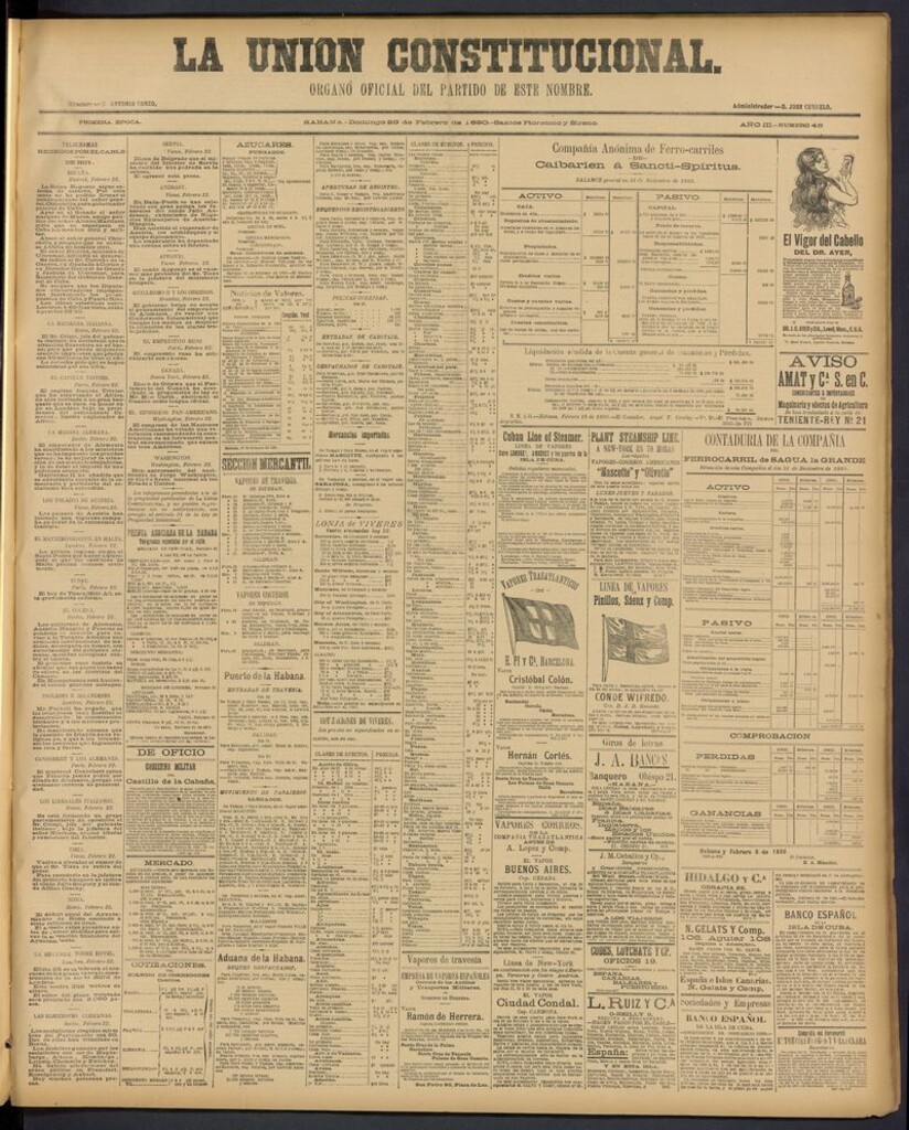 Miniatura de La Unión Constitucional: Organo oficial del partido de este nombre del 23 de febrero de 1890