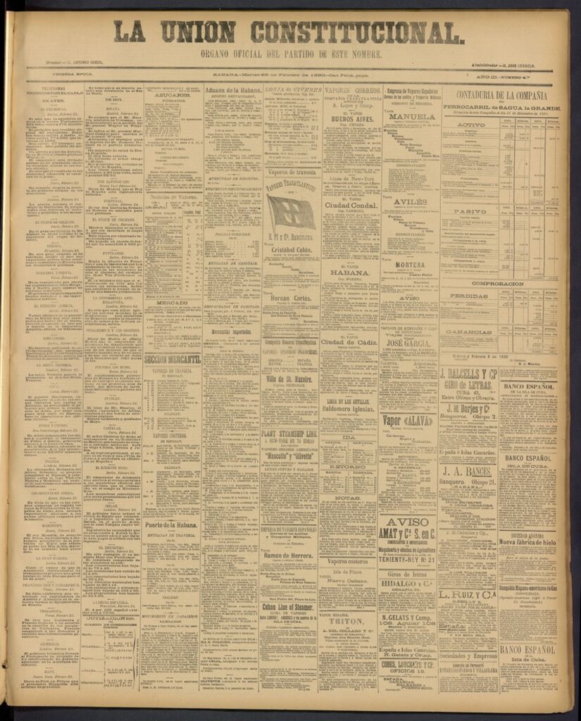 Miniatura de La Unión Constitucional: Organo oficial del partido de este nombre del 25 de febrero de 1890