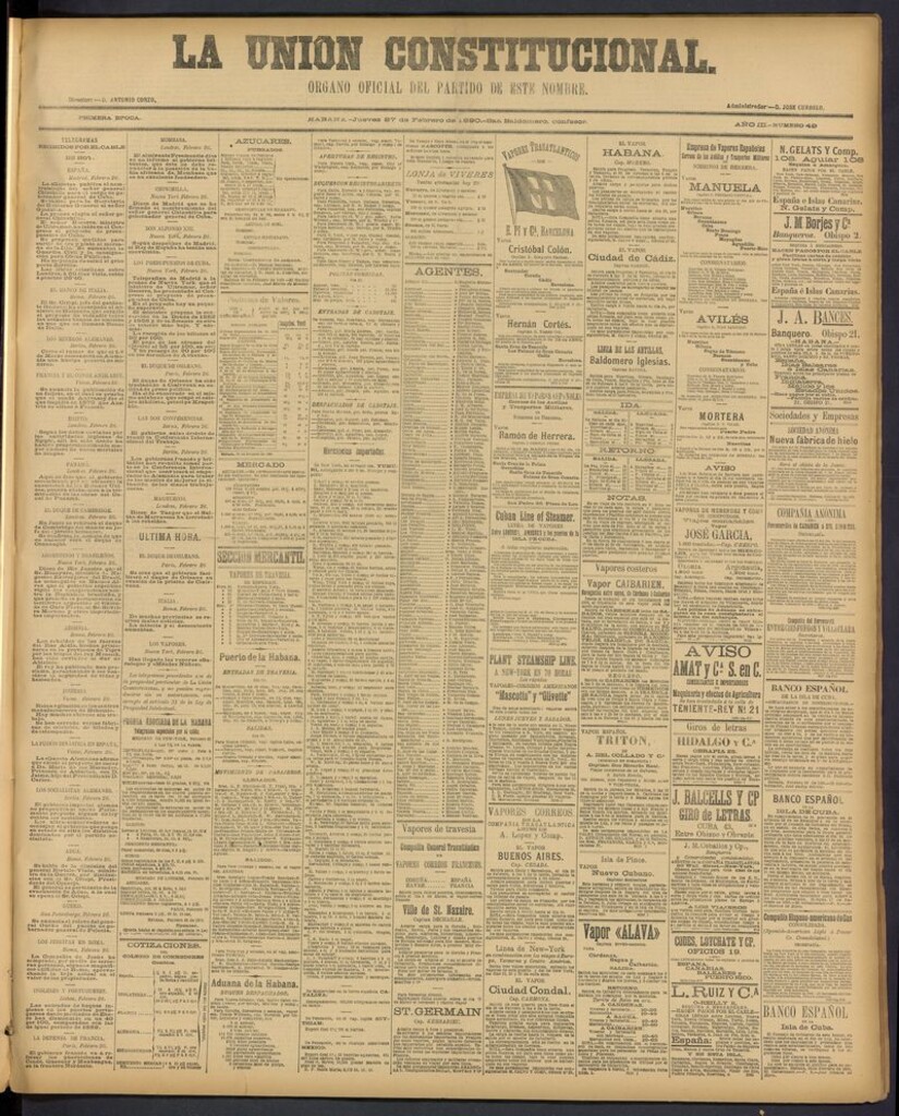 Miniatura de La Unión Constitucional: Organo oficial del partido de este nombre del 27 de febrero de 1890