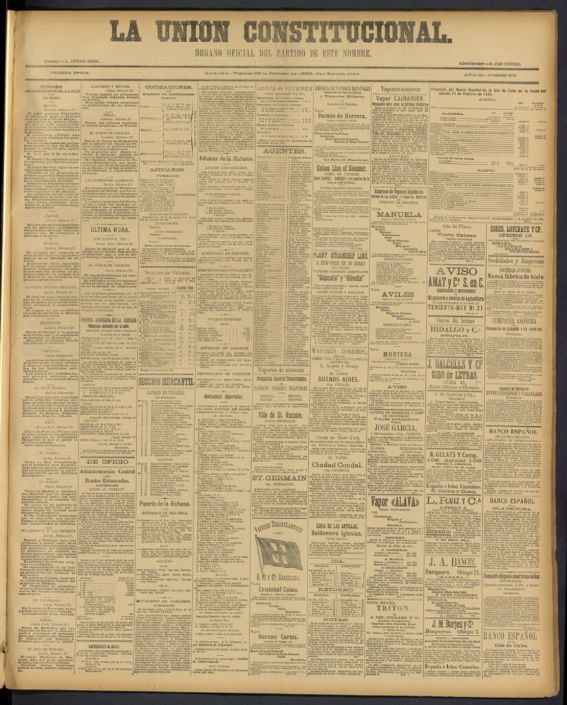 Miniatura de La Unión Constitucional: Organo oficial del partido de este nombre del 28 de febrero de 1890