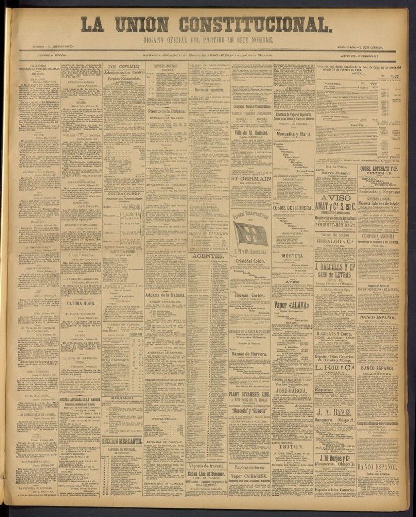 Miniatura de La Unión Constitucional: Organo oficial del partido de este nombre del 1 de marzo de 1890