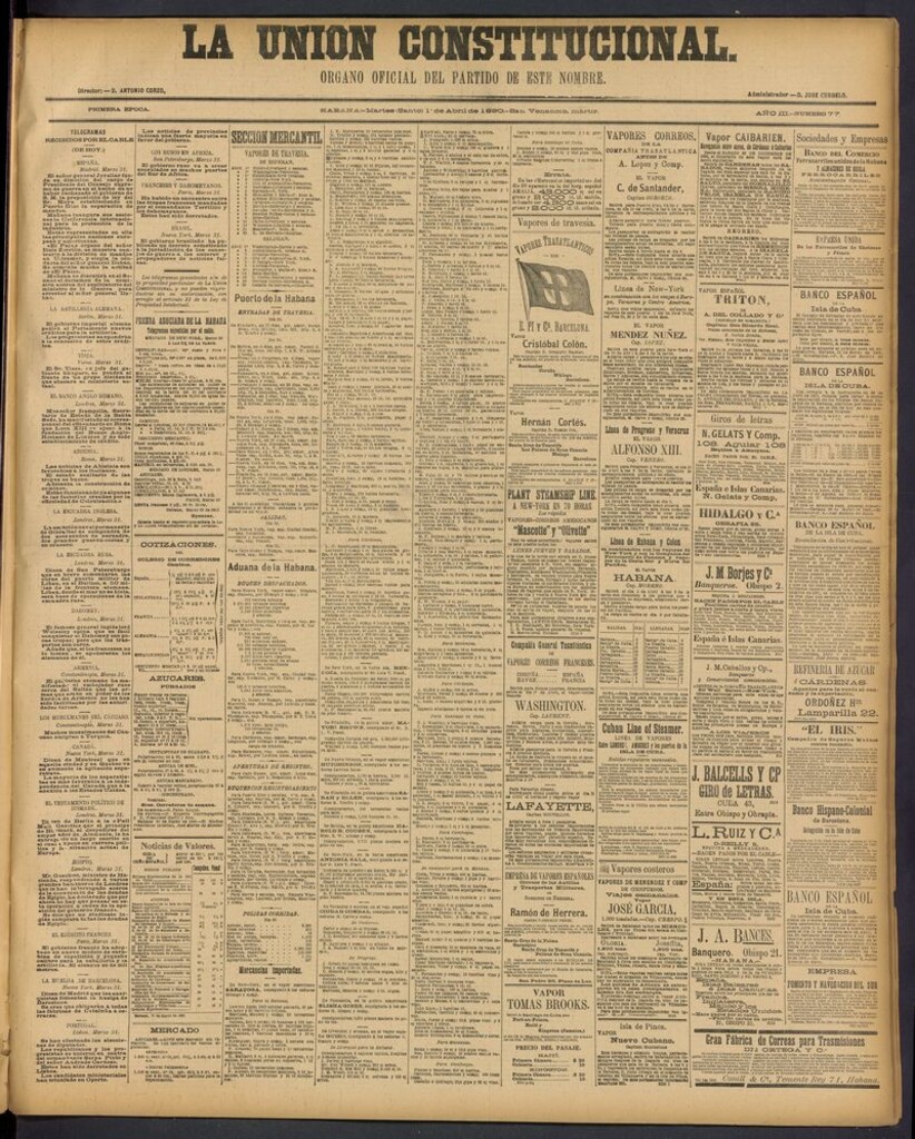 Miniatura de La Unión Constitucional: Organo oficial del partido de este nombre del 1 de abril de 1890