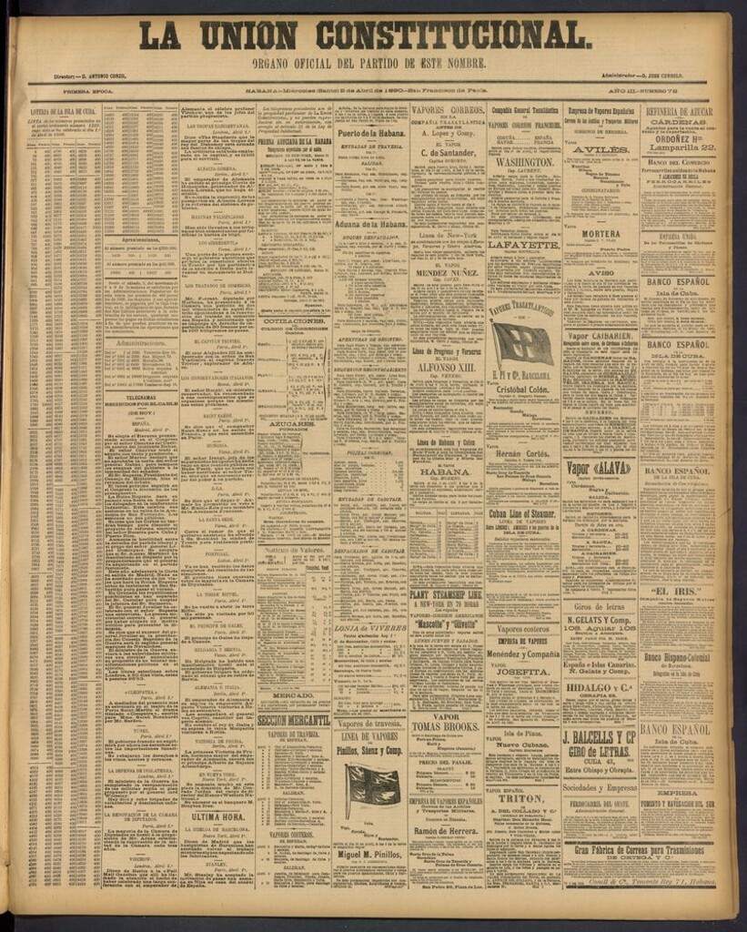 Miniatura de La Unión Constitucional: Organo oficial del partido de este nombre del 2 de abril de 1890
