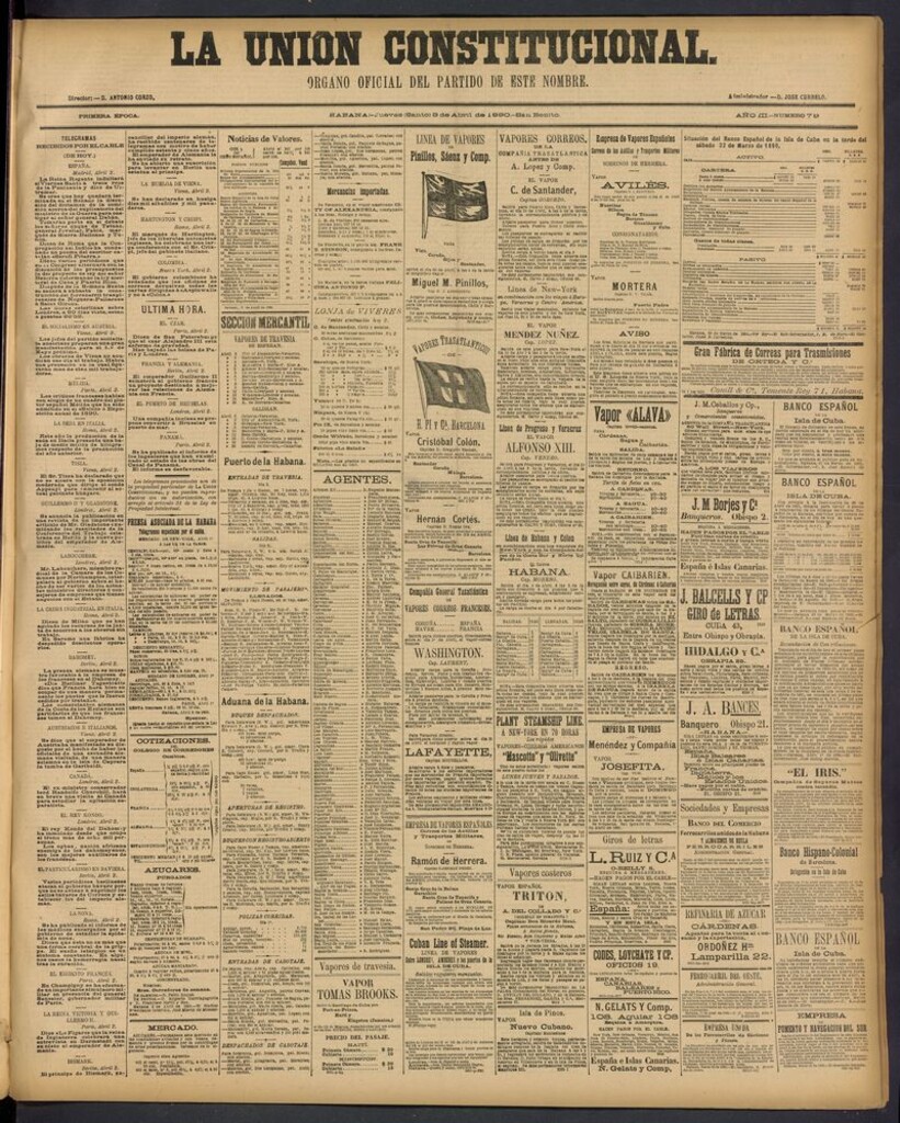 Miniatura de La Unión Constitucional: Organo oficial del partido de este nombre del 3 de abril de 1890