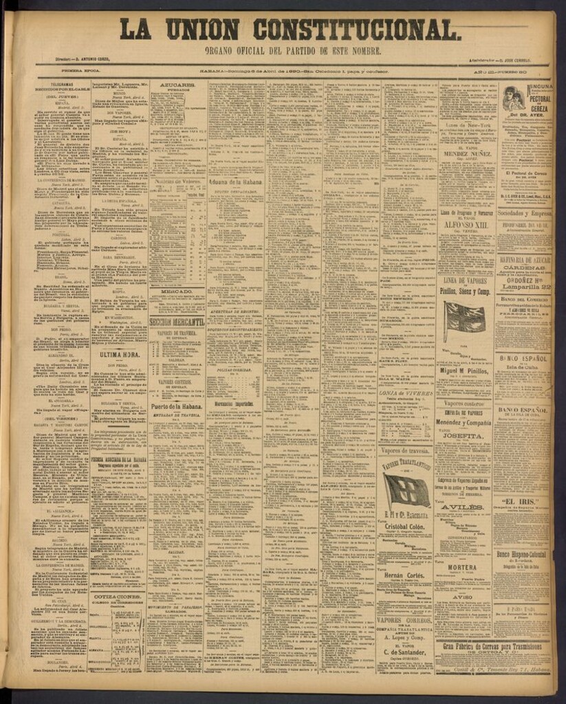 Miniatura de La Unión Constitucional: Organo oficial del partido de este nombre del 6 de abril de 1890