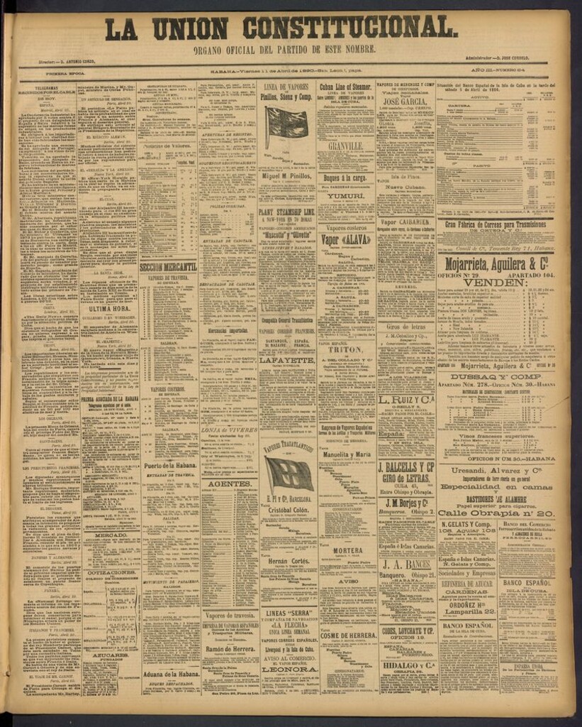 Miniatura de La Unión Constitucional: Organo oficial del partido de este nombre del 11 de abril de 1890