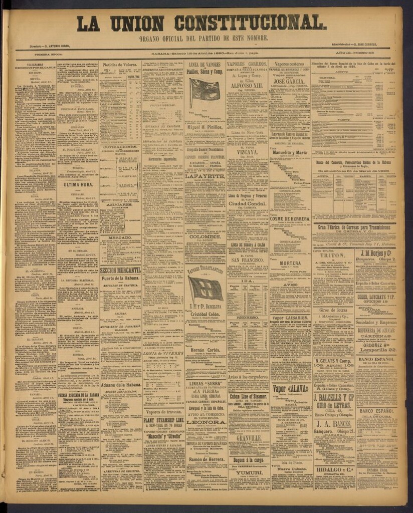 Miniatura de La Unión Constitucional: Organo oficial del partido de este nombre del 12 de abril de 1890