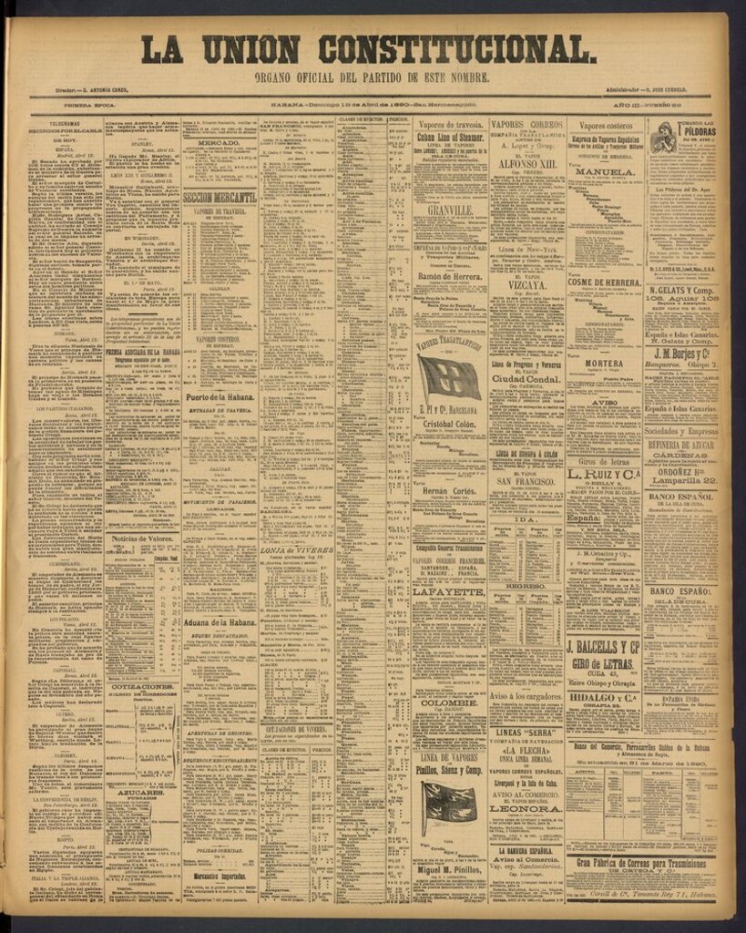Miniatura de La Unión Constitucional: Organo oficial del partido de este nombre del 13 de abril de 1890