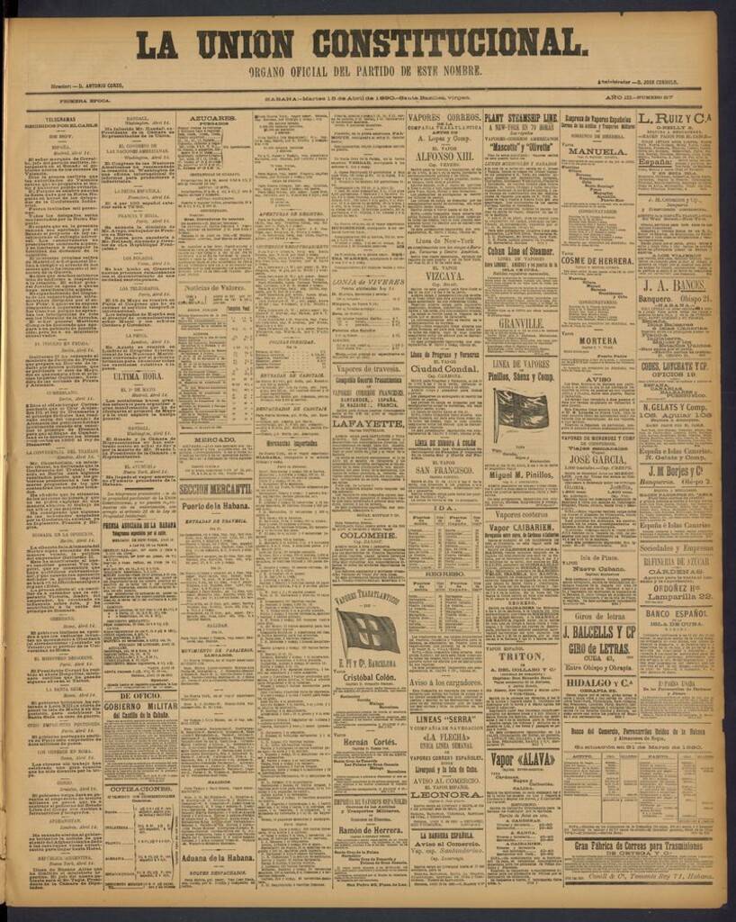 Miniatura de La Unión Constitucional: Organo oficial del partido de este nombre del 15 de abril de 1890