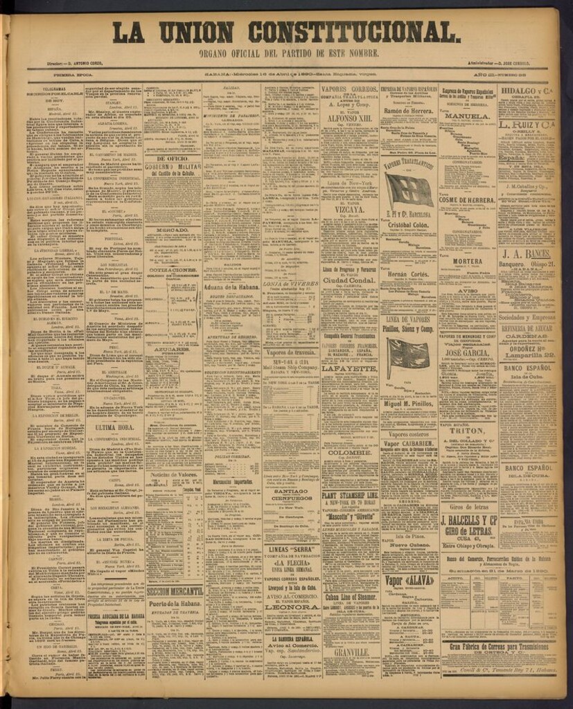 Miniatura de La Unión Constitucional: Organo oficial del partido de este nombre del 16 de abril de 1890