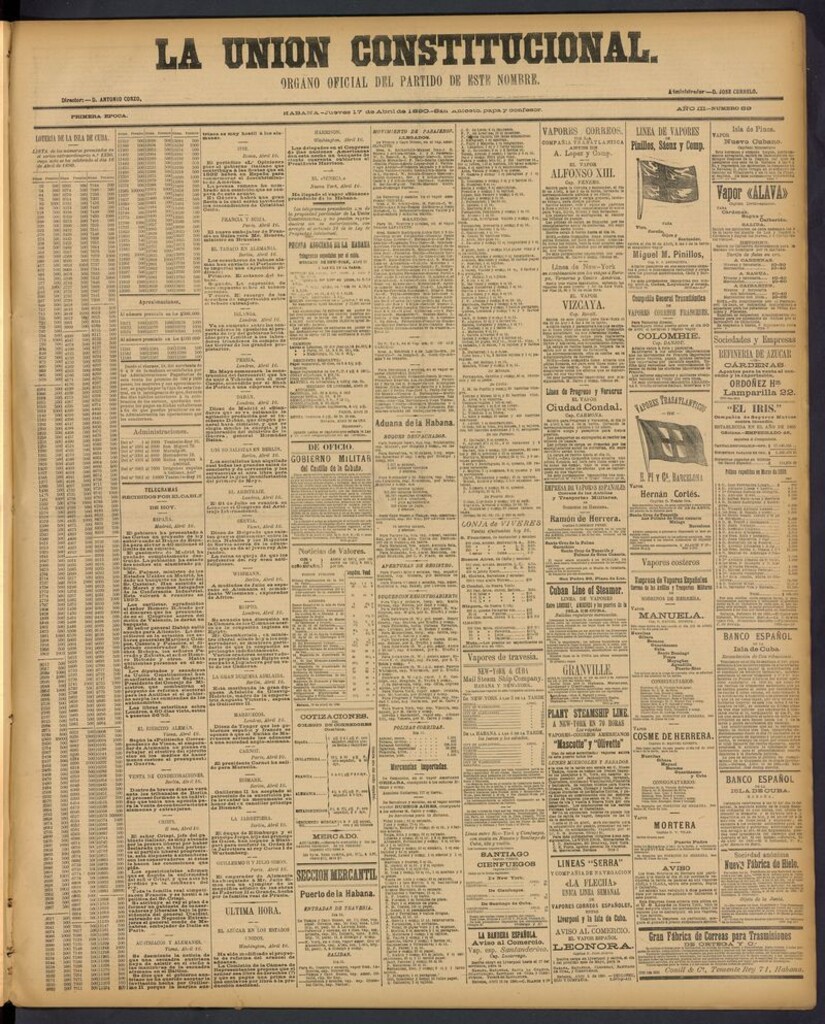 Miniatura de La Unión Constitucional: Organo oficial del partido de este nombre del 17 de abril de 1890