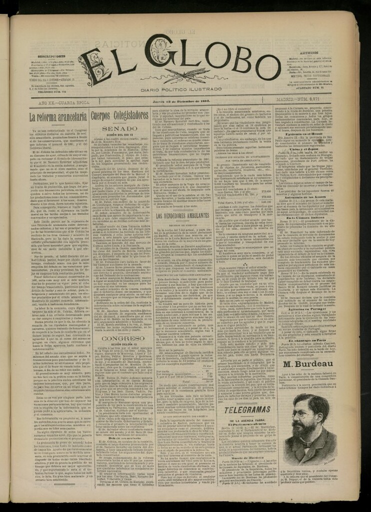 Miniatura de El Globo : diario ilustrado del 13 de diciembre de 1894, nº 6971