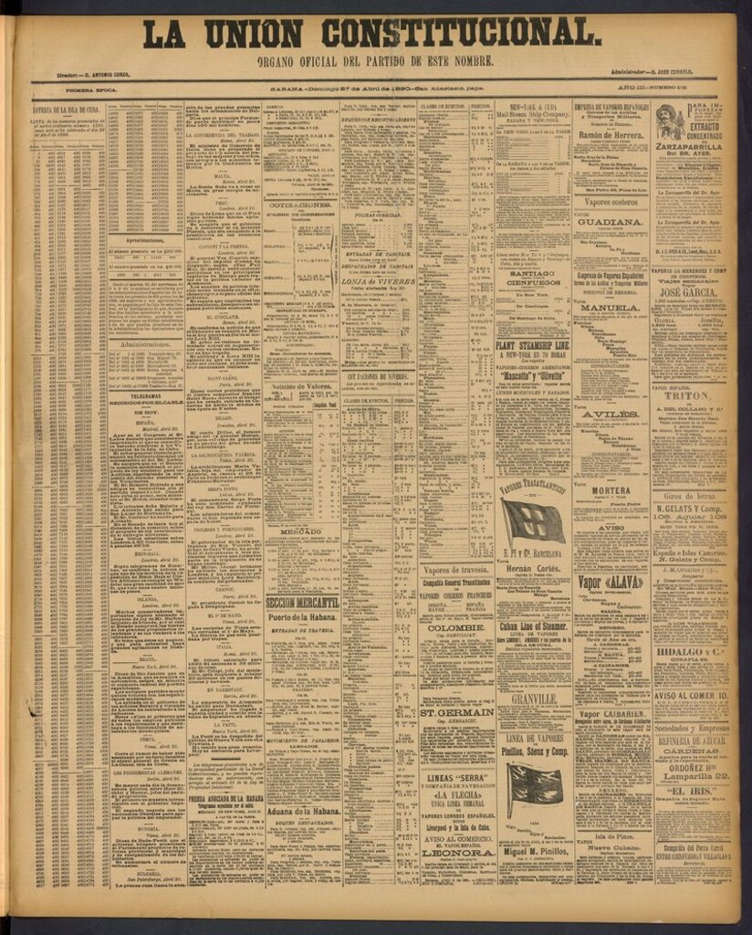 Miniatura de La Unión Constitucional: Organo oficial del partido de este nombre del 27 de abril de 1890