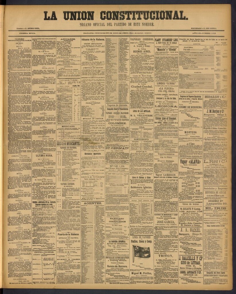 Miniatura de La Unión Constitucional: Organo oficial del partido de este nombre del 30 de abril de 1890