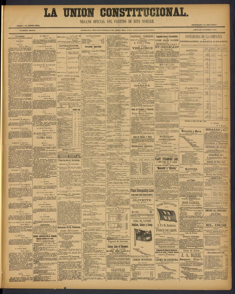 Miniatura de La Unión Constitucional: Organo oficial del partido de este nombre del 6 de mayo de 1890