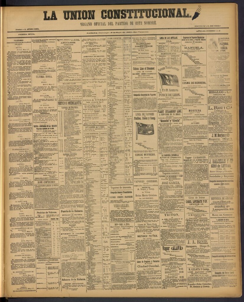 Miniatura de La Unión Constitucional: Organo oficial del partido de este nombre del 18 de mayo de 1890