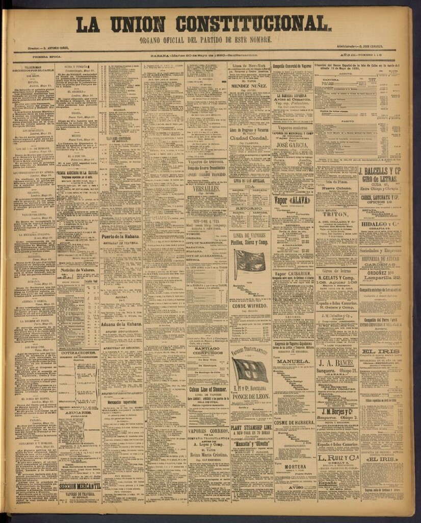 Miniatura de La Unión Constitucional: Organo oficial del partido de este nombre del 20 de mayo de 1890