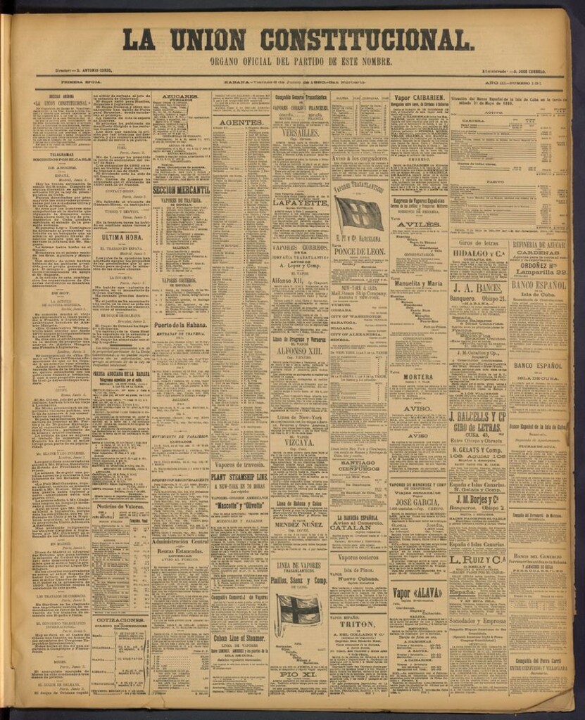Miniatura de La Unión Constitucional: Organo oficial del partido de este nombre del 6 de junio de 1890