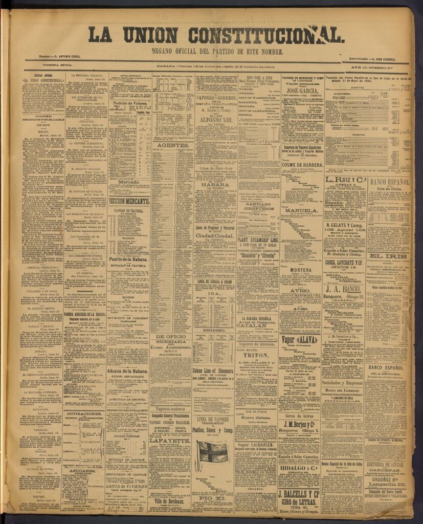Miniatura de La Unión Constitucional: Organo oficial del partido de este nombre del 13 de junio de 1890