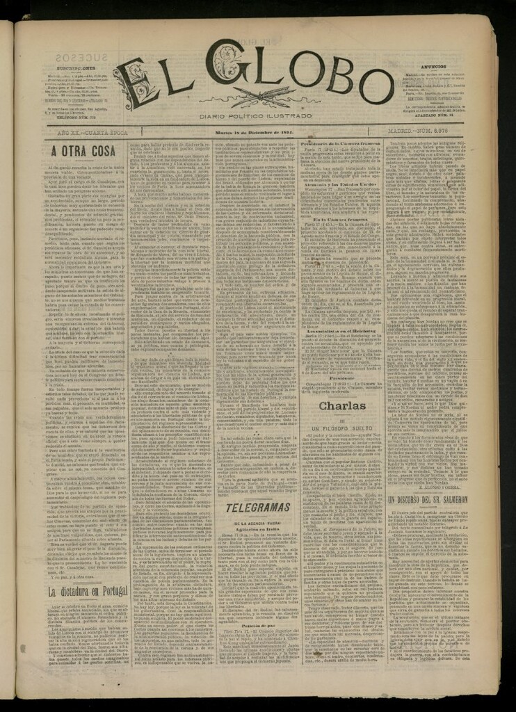 Miniatura de El Globo : diario ilustrado del 18 de diciembre de 1894, nº 6976
