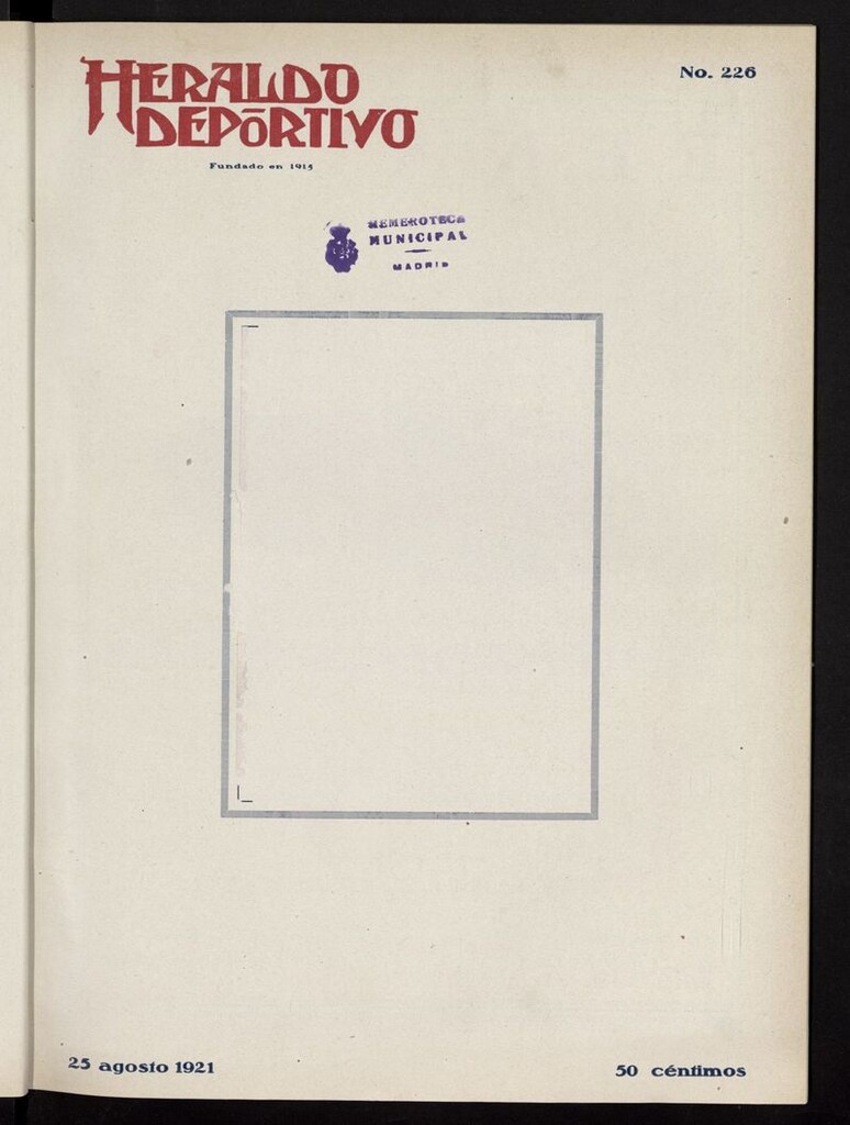 Miniatura de Heraldo Deportivo del 25 de agosto de 1921