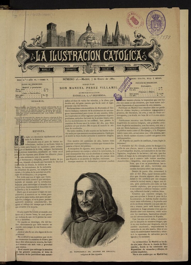 Miniatura de La Ilustración Católica del 7 de enero de 1882