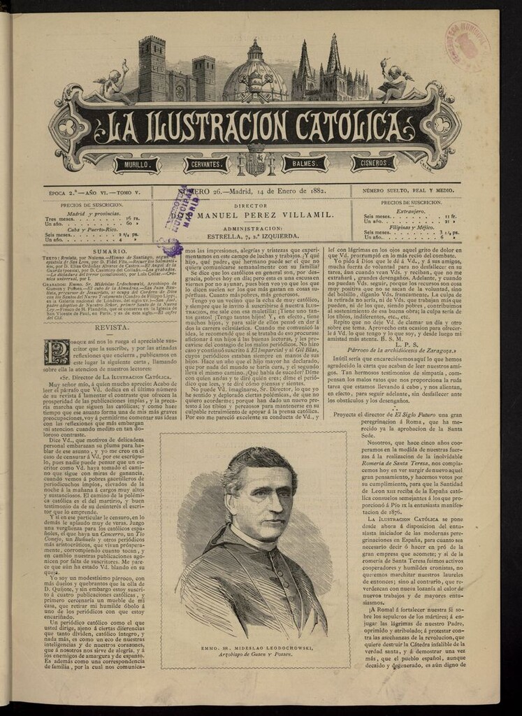Miniatura de La Ilustración Católica del 14 de enero de 1882