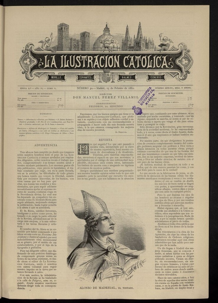 Miniatura de La Ilustración Católica del 15 de febrero de 1882