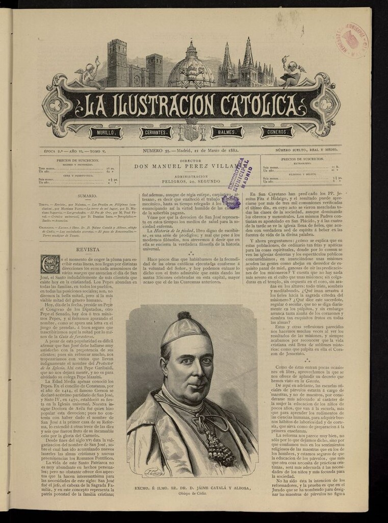 Miniatura de La Ilustración Católica del 21 de marzo de 1882