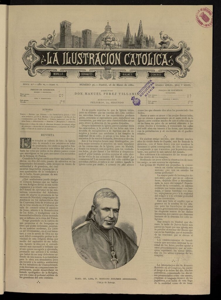 Miniatura de La Ilustración Católica del 28 de marzo de 1882