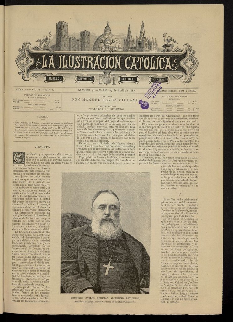 Miniatura de La Ilustración Católica del 27 de abril de 1882