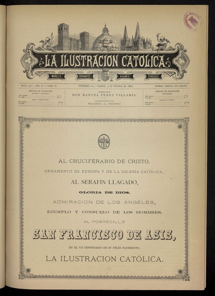 Miniatura de La Ilustración Católica del 5 de octubre de 1882
