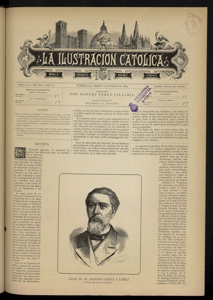 Miniatura de La Ilustración Católica del 15 de febrero de 1883